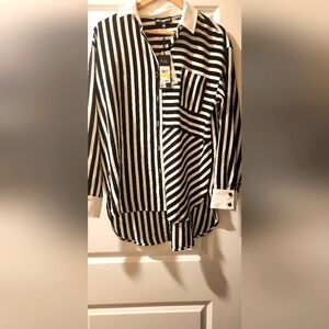 Karl Lagerfeld Black and White Striped Blouse